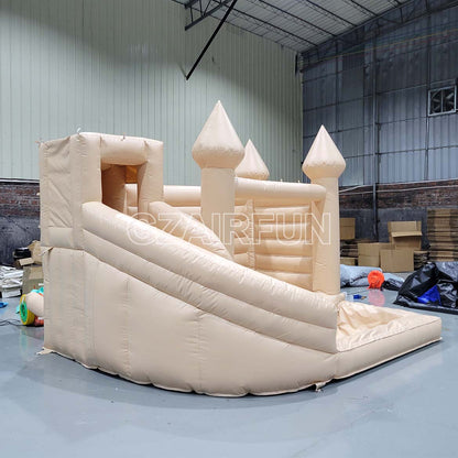 Mini Inflatable Tan Castle Waterslide For Toddler