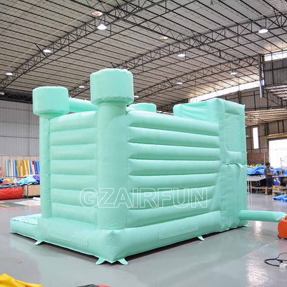 Inflatable Teal Round Flat Top Water Bouncer Combo