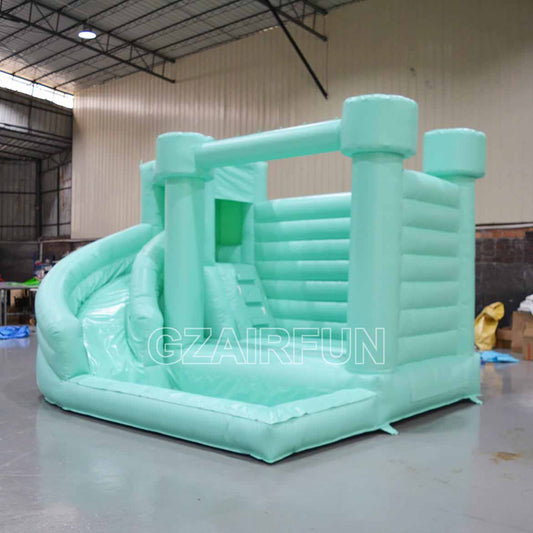 Inflatable Teal Round Flat Top Water Bouncer Combo