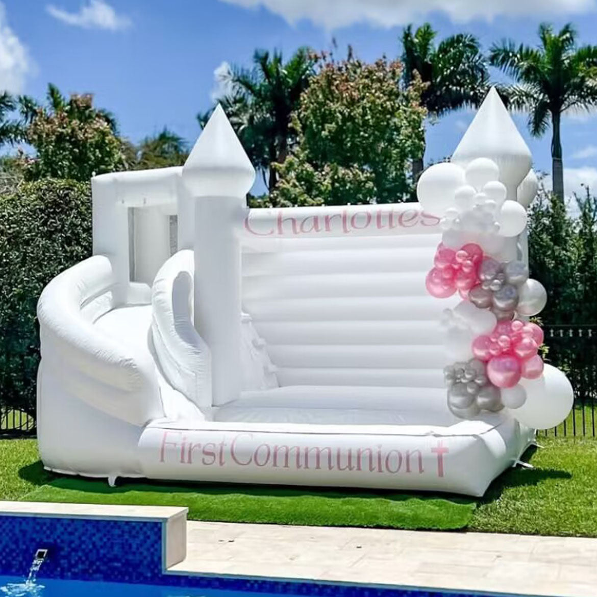 Inflatable Modern White Waterslide For Kids