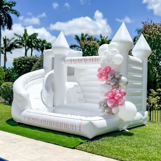 Inflatable Modern White Waterslide For Kids