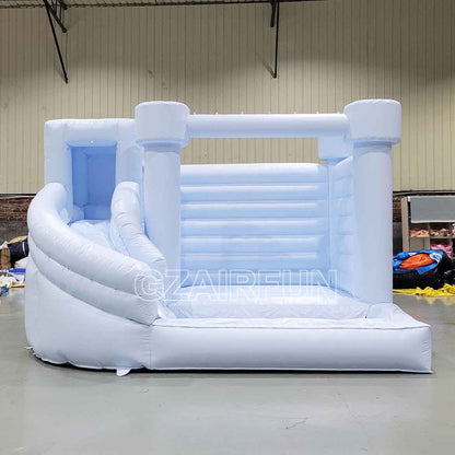 Inflatable Pastel Blue Round Flat Top Bouncer Combo With Ball Pit