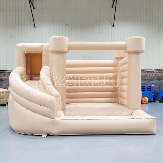 Inflatable Tan Round Flat Top Water Bouncer Combo