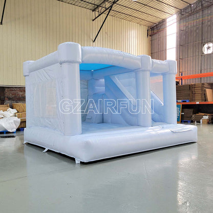 Inflatable Pastel Blue Jumping Castle With Slide