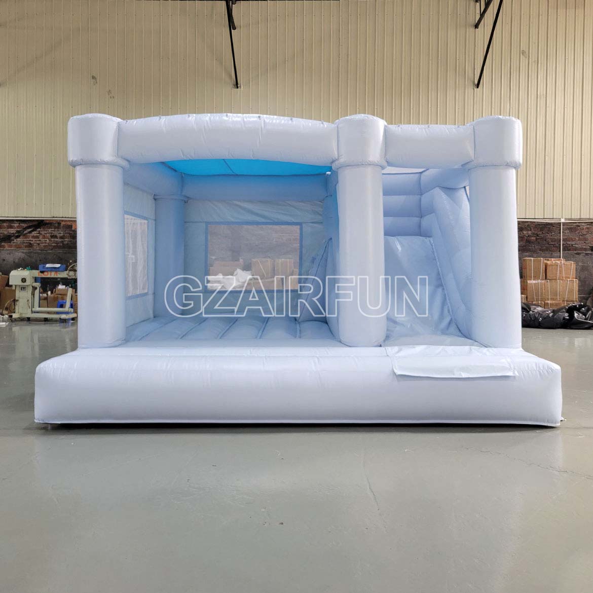 Inflatable Pastel Blue Jumping Castle With Slide