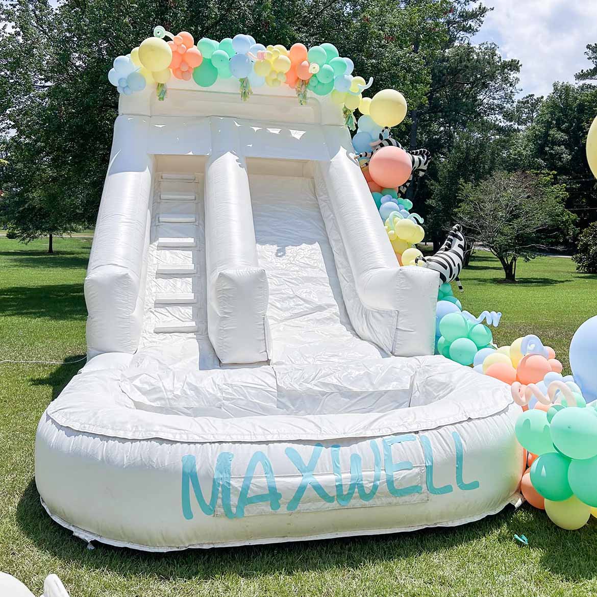 13ft inflatable white slide with attached pool for swimming pool