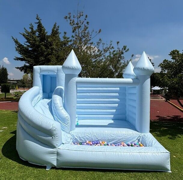 Inflatable Baby Blue Castle Water Slide Ball Pit