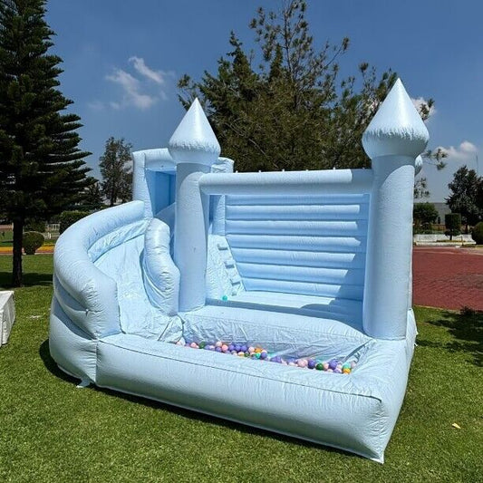 Inflatable Baby Blue Castle Water Slide Ball Pit