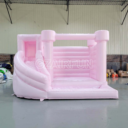 Inflatable Pastel Pink Round Flat Top Water Bouncer Combo