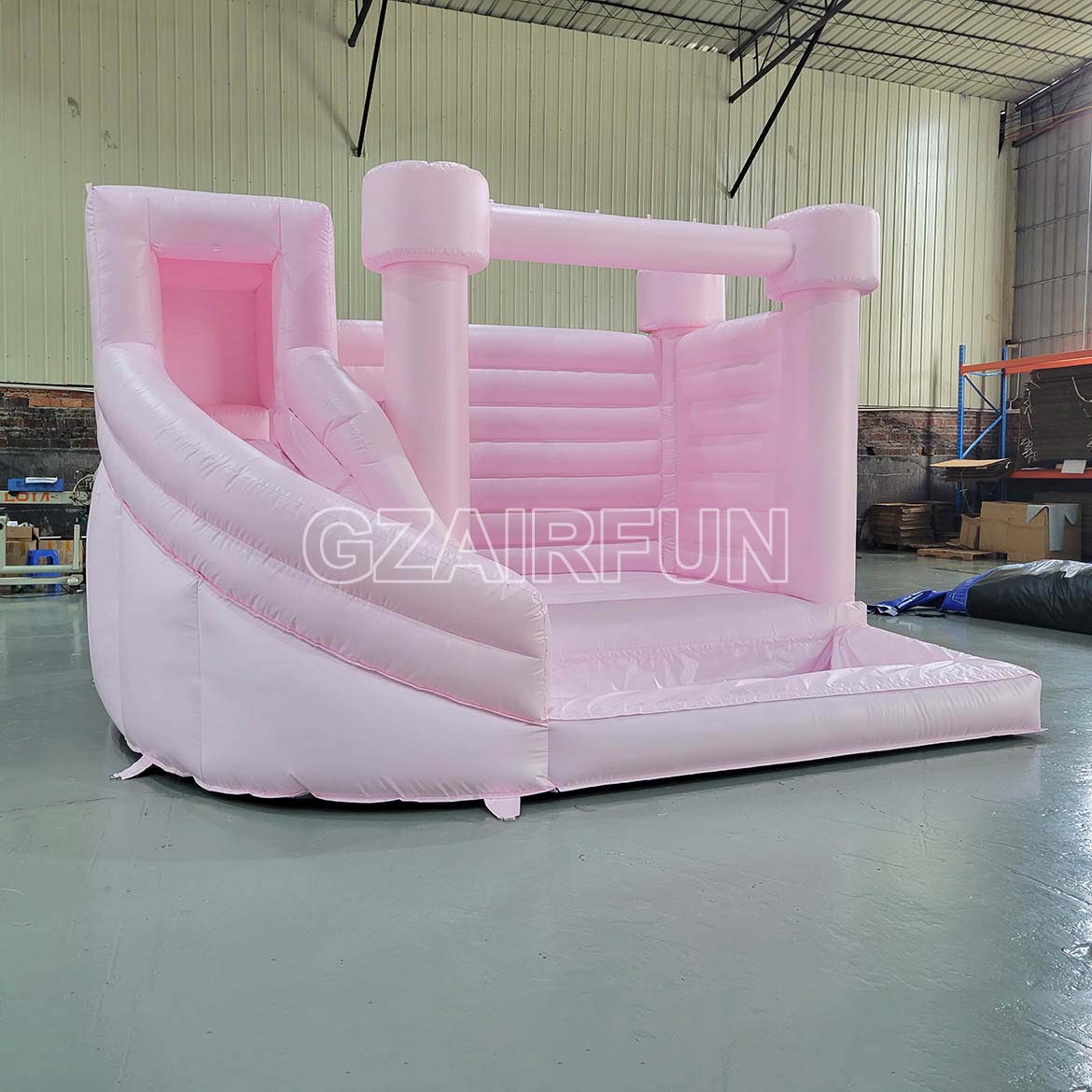 Inflatable Pastel Pink Round Flat Top Water Bouncer Combo