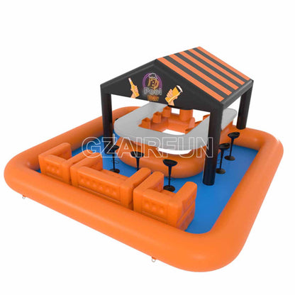 Inflatable pool with bar tent for backyard party