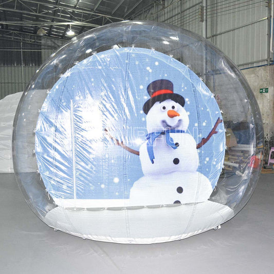 Inflatable snowman snow globe for photo