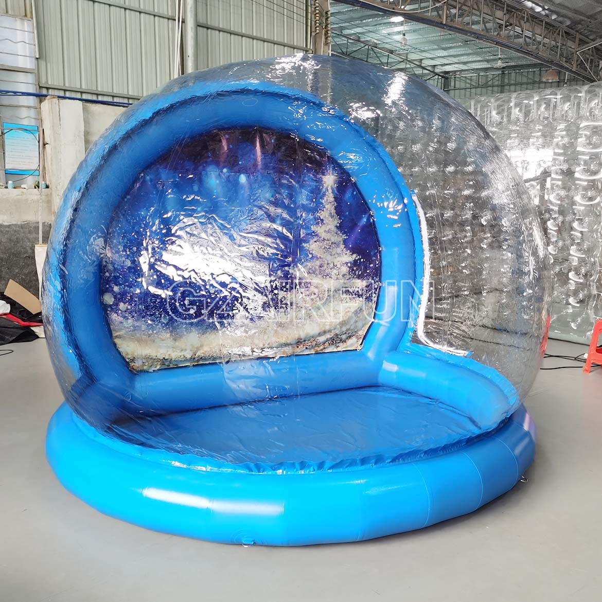 Life Size Snowglobe Clear Dome Tent Inflatable Blue Snow Globe