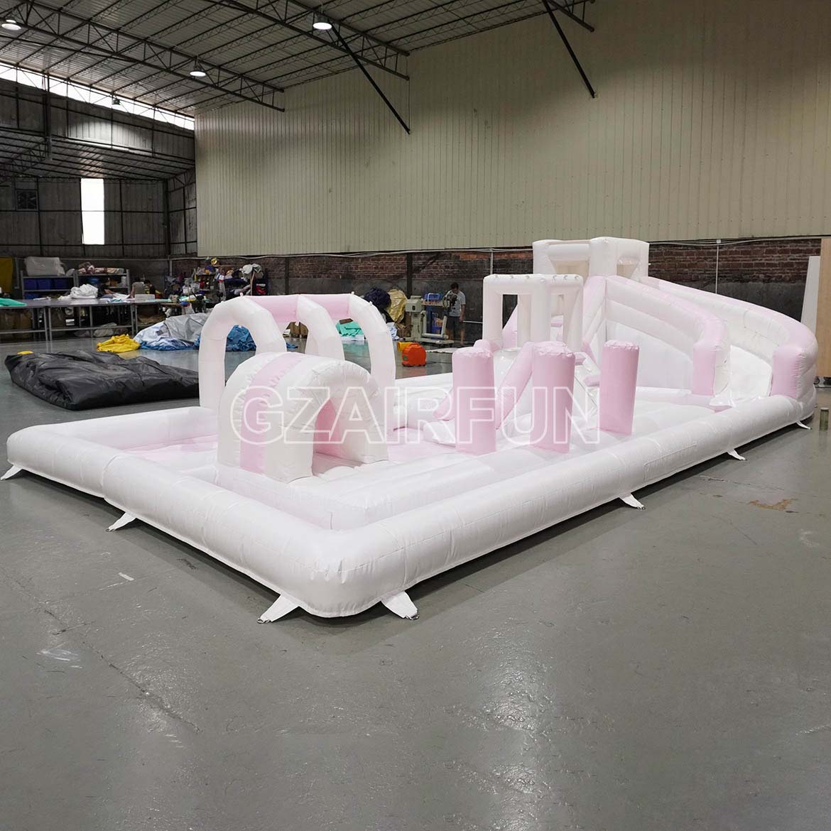 Inflatable Pink Splash pad ball pit area for kids play