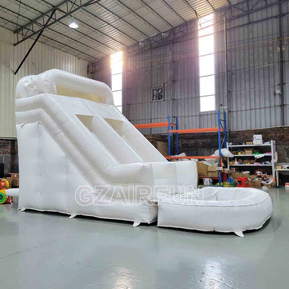 13ft inflatable white slide with attached pool for swimming pool