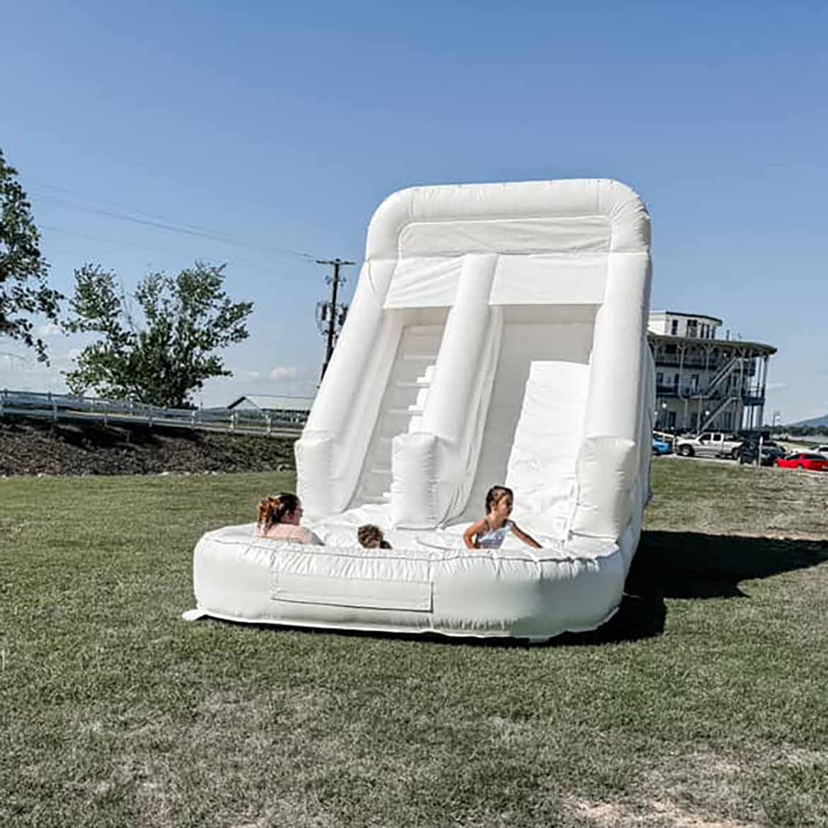 13ft inflatable white slide with attached pool for swimming pool