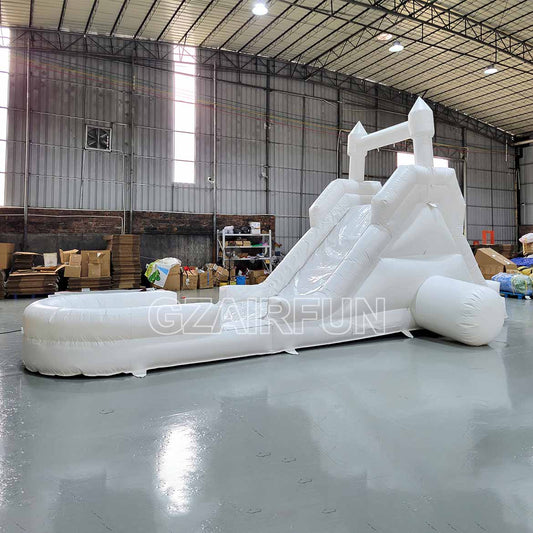 Backyard inflatable white castle water slide for toddler