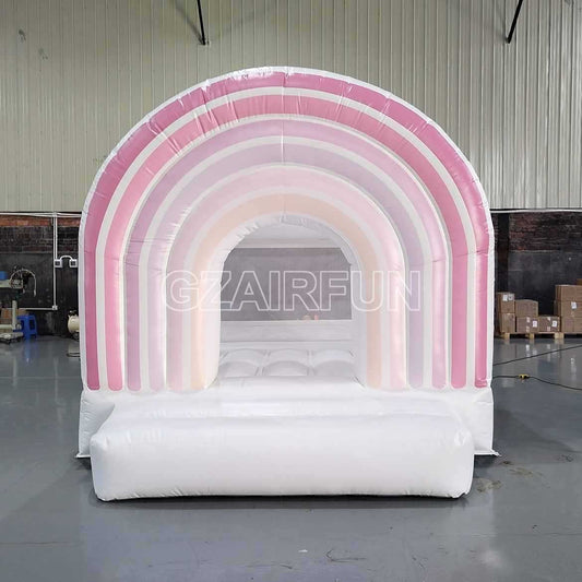 Peach Boho Rainbow Bounce House For Kids Party