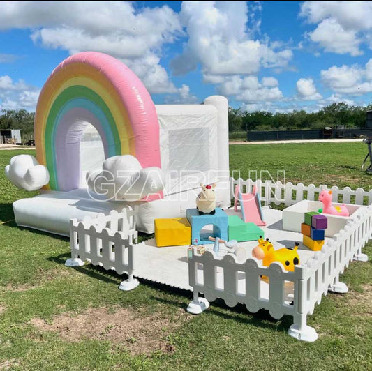 mini rainbow bounce house with cloud for softplay rental