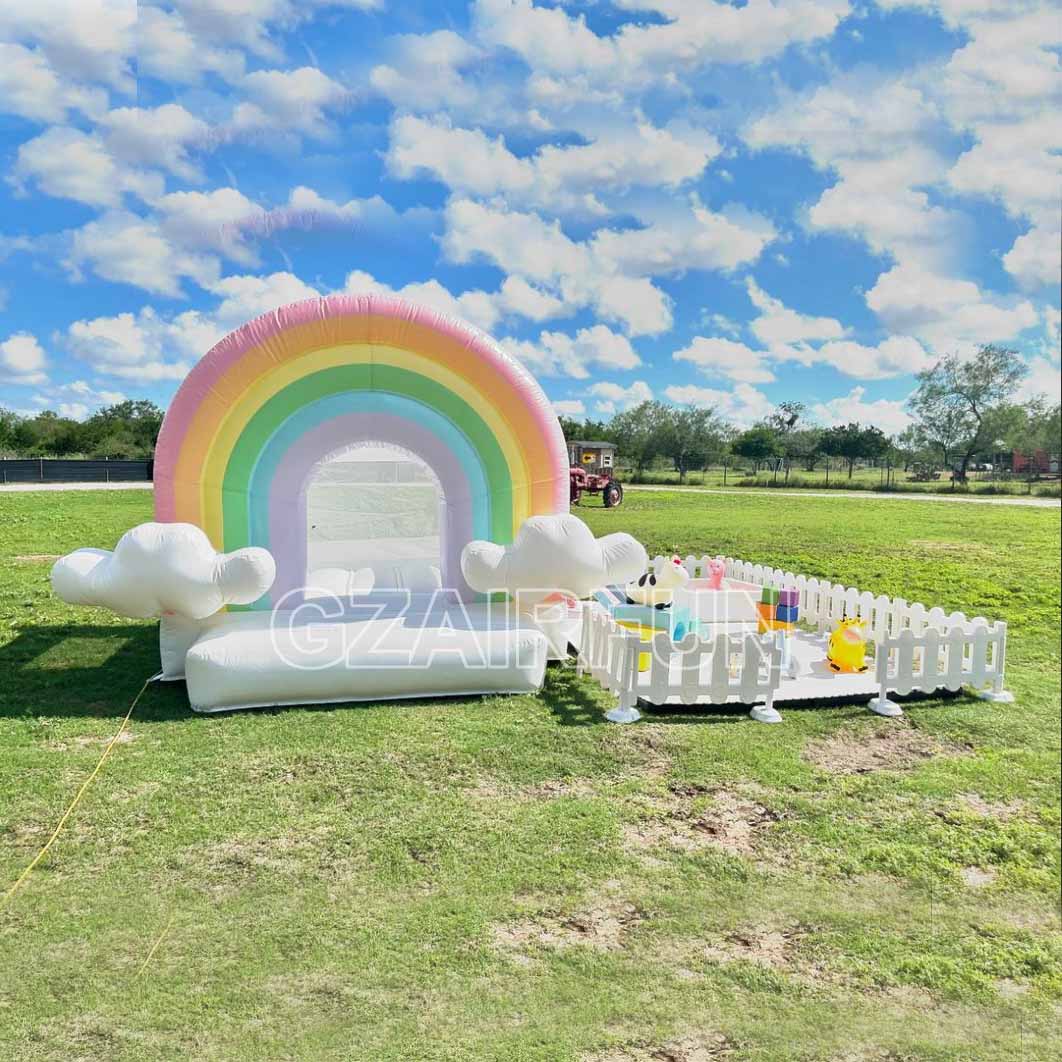 mini rainbow bounce house with cloud for softplay rental