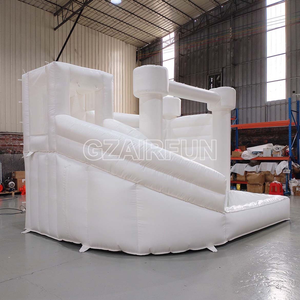 Inflatable White Round Flat Top Bouncer With Ball Pit