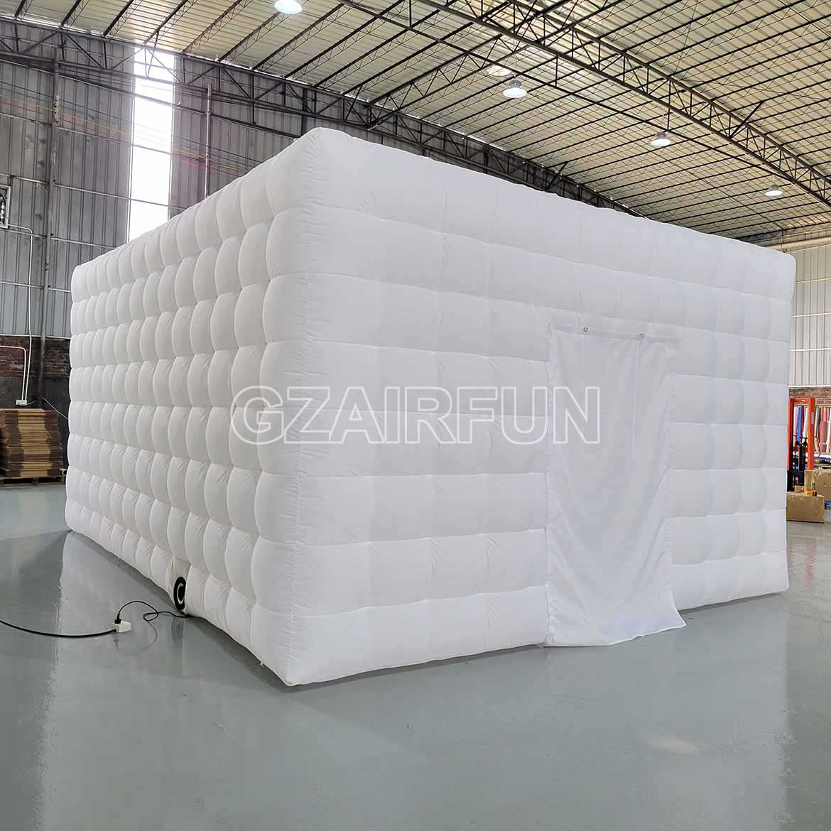 Inflatable white color cube party tent with lighting